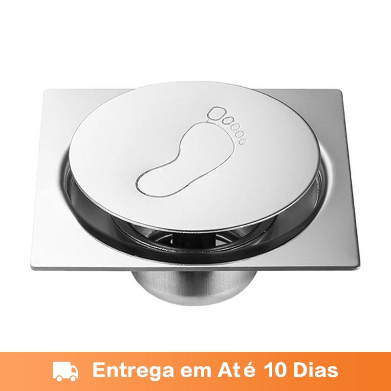 Ralo Inteligente Click Banheiro 10x10 Cm Inox C/ Veda Cheiro