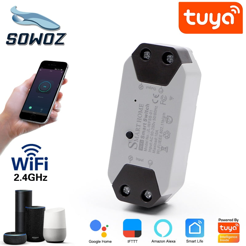 Tuya WiFi Smart Light Switch Universal Breaker Timer Smart Life APP Wireless Remote Control Works with Alexa Google Home module